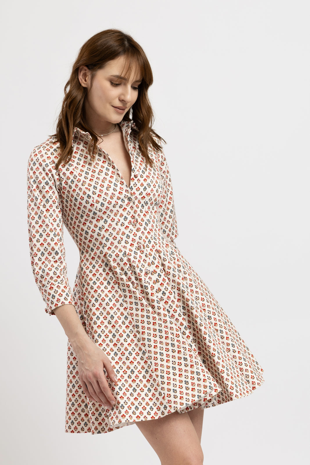 Incarca imaginea in galerie, Rochie scurta in clini din denim floral