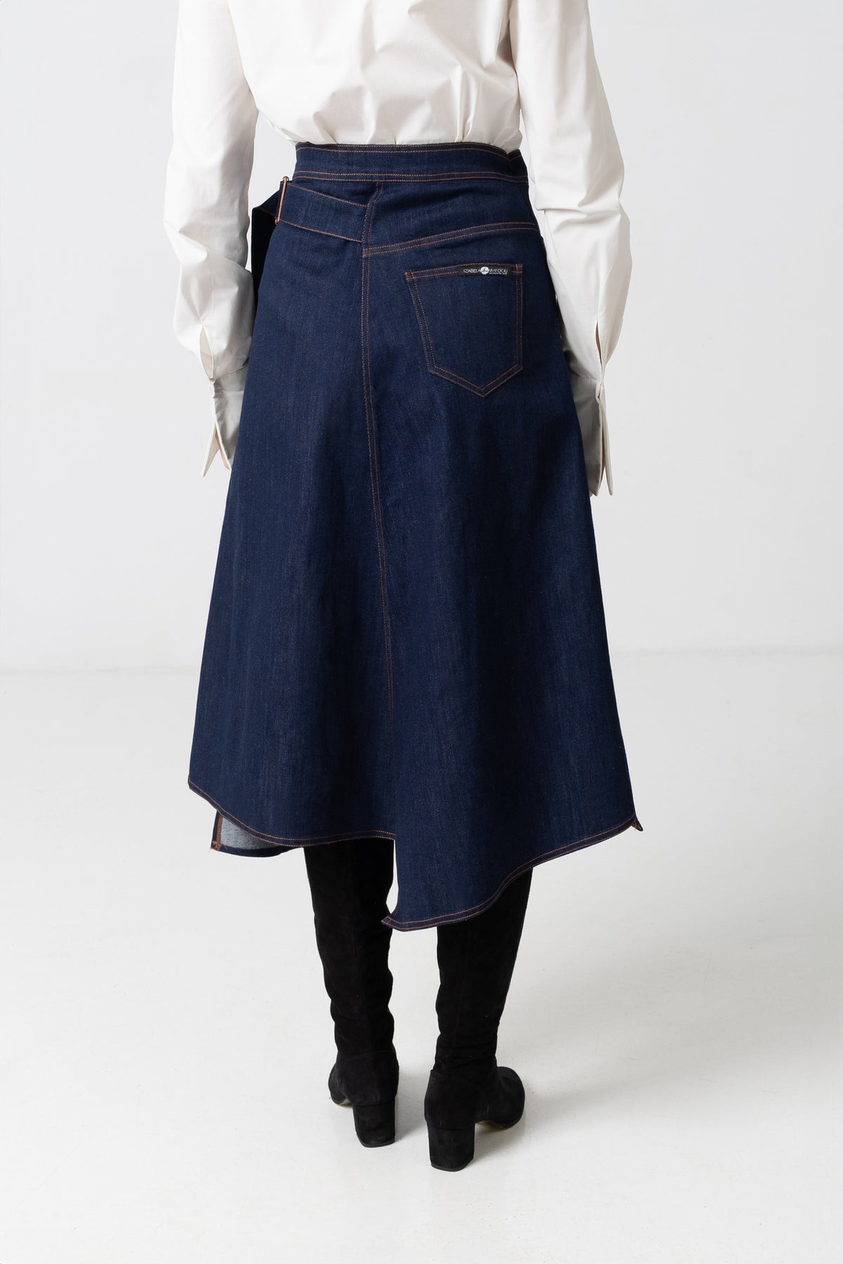 Midi white taffeta skirt