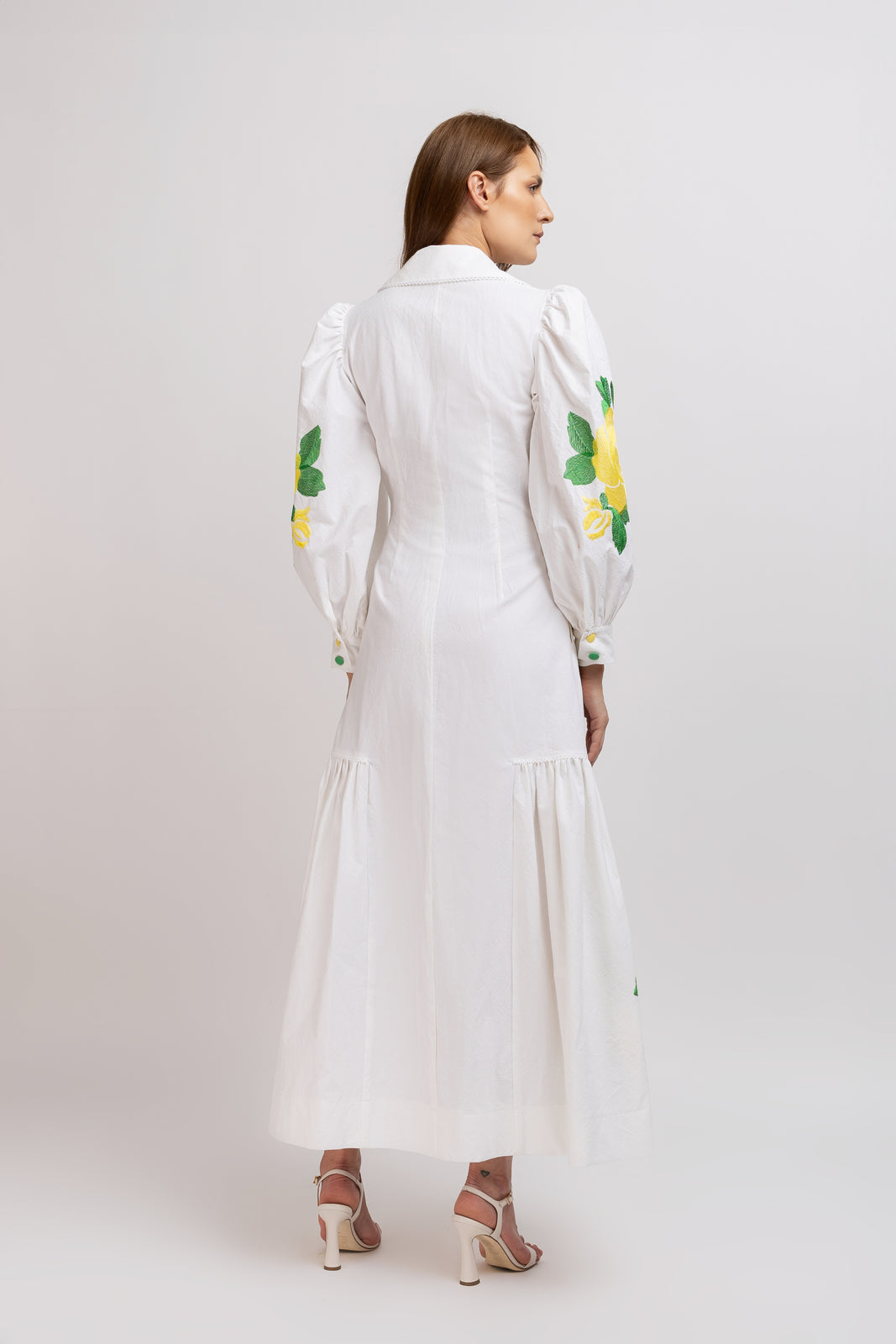 Incarca imaginea in galerie, Rochie lunga din bumbac organic cu broderie florala