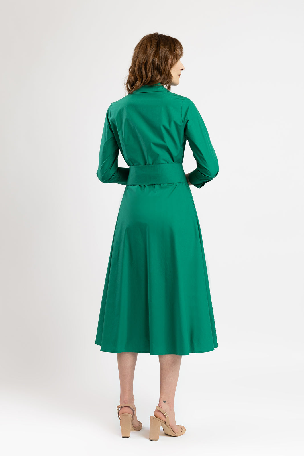 Incarca imaginea in galerie, Rochie camasa verde deschis cu aplicatii macrame