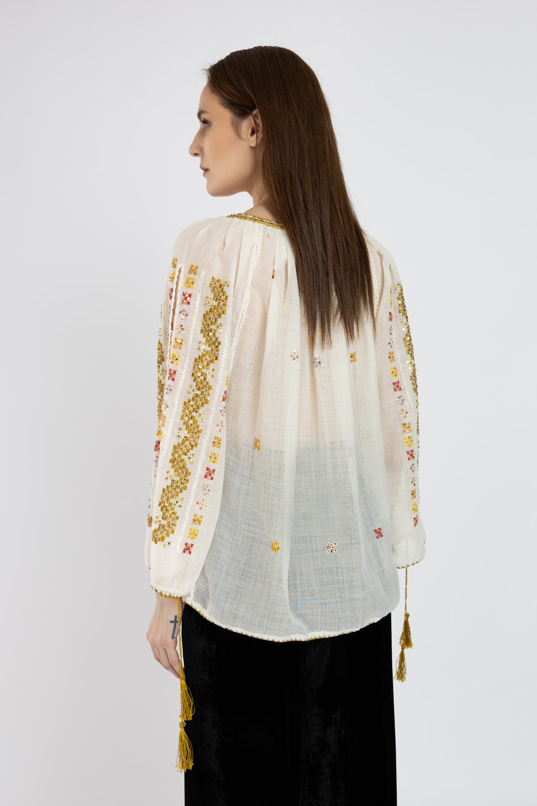 Incarca imaginea in galerie, Bluza tip ie cusuta manual pe lana merin