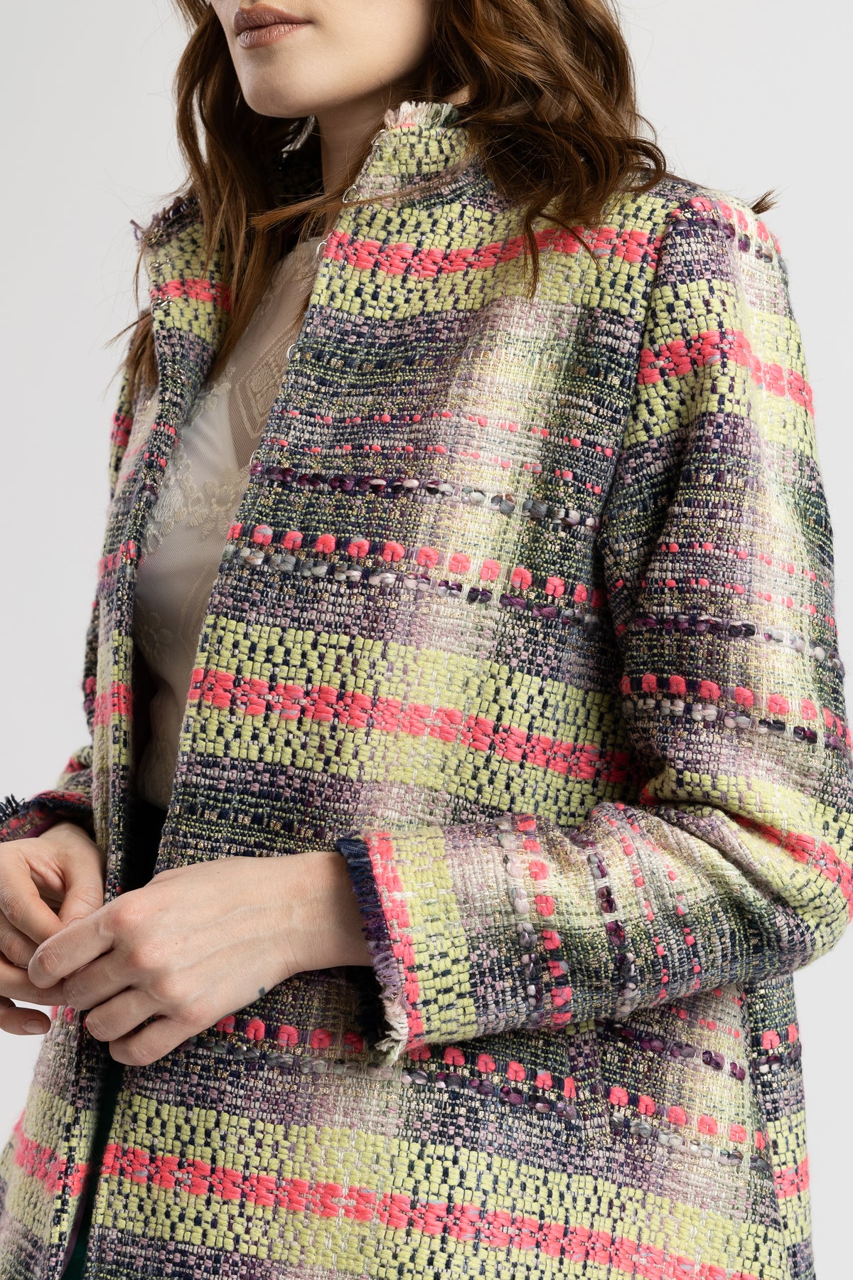 Wool cape woven in a loom
