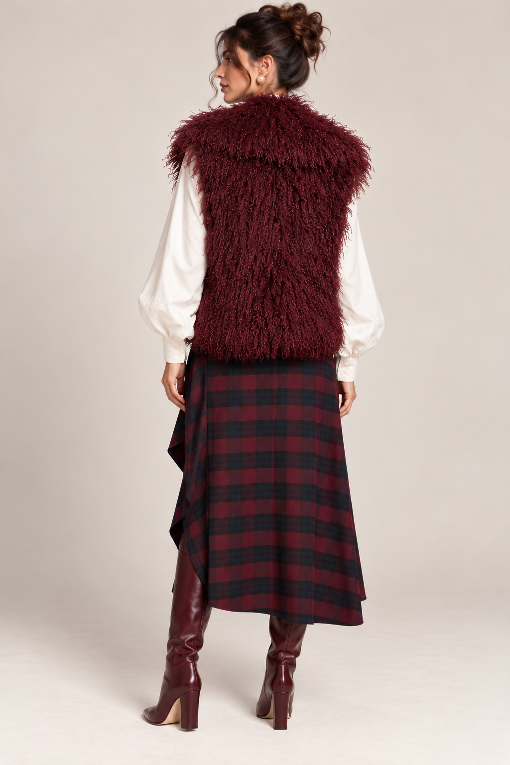 Vestă Burgundy din Blană Sintetică