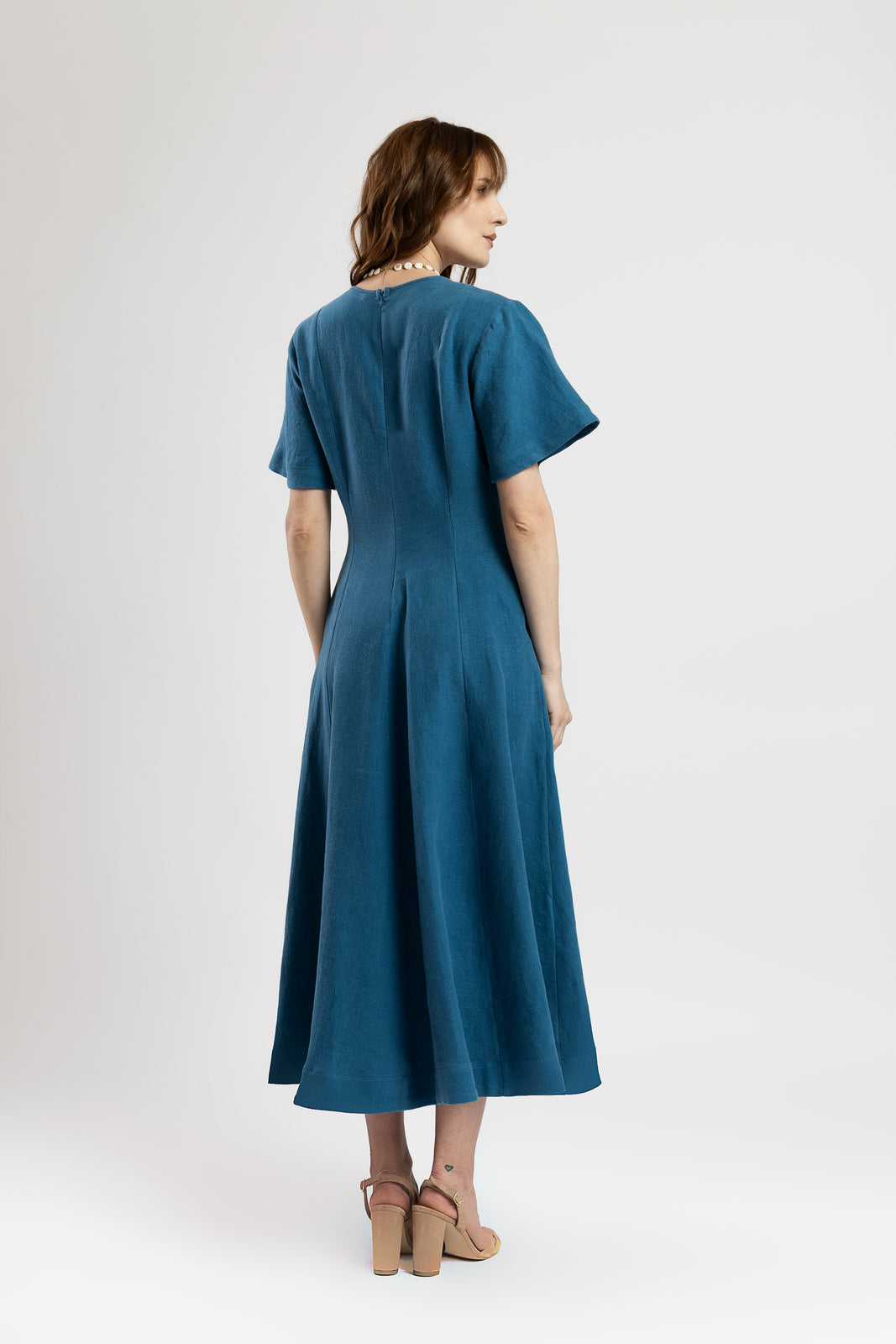 Incarca imaginea in galerie, Rochie din in pur turcoaz