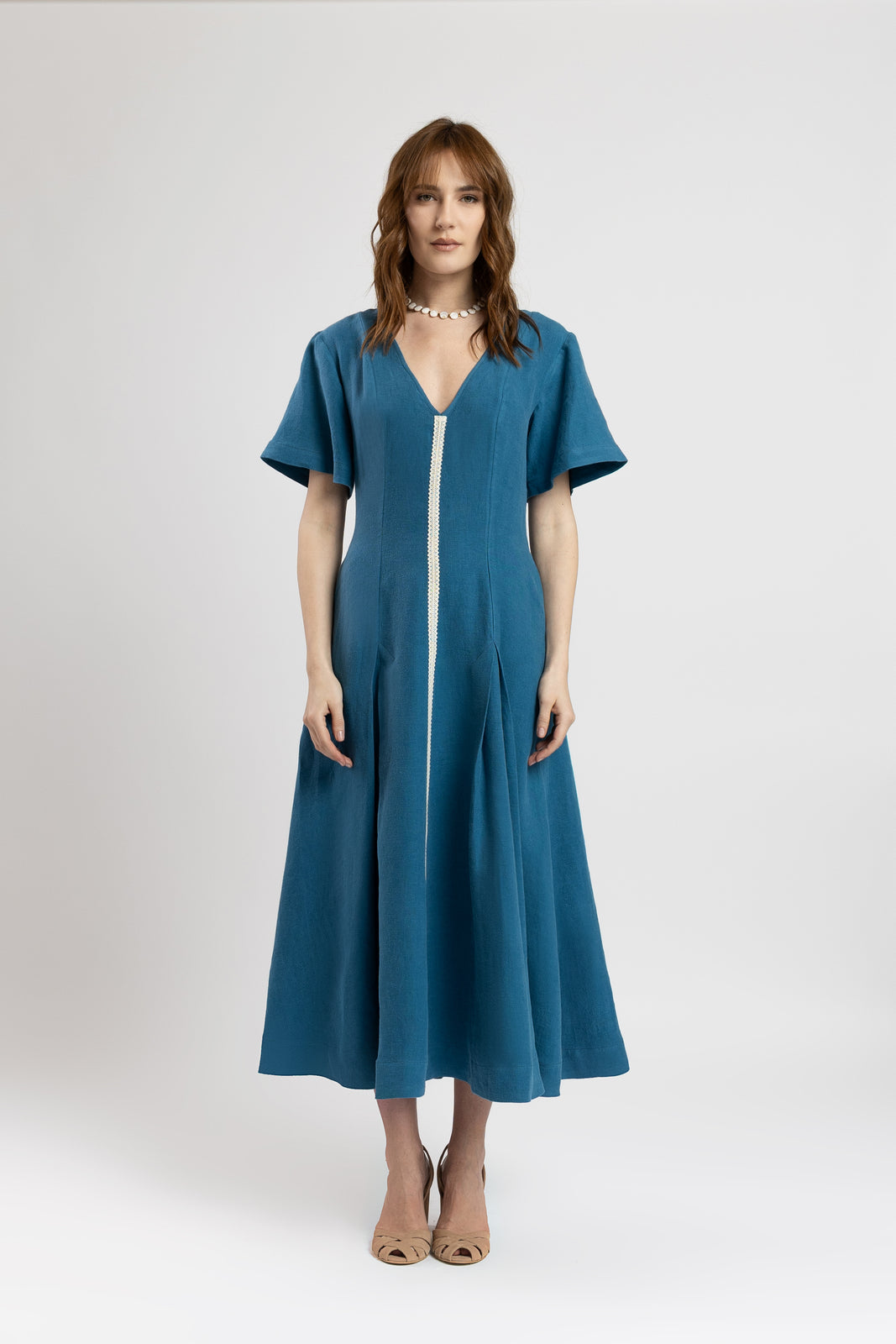 Incarca imaginea in galerie, Rochie din in pur turcoaz