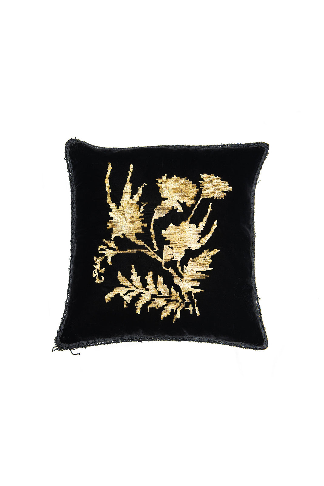 Incarca imaginea in galerie, Perna decorativa din catifea cu broderie aurie