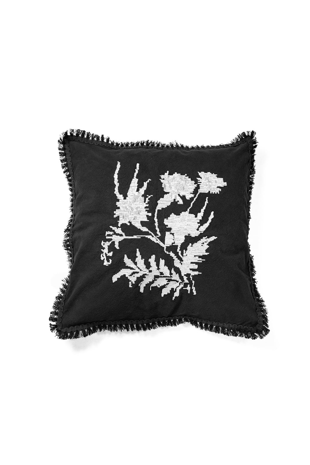 Incarca imaginea in galerie, Perna decorativa din panza topita cu broderie argintie