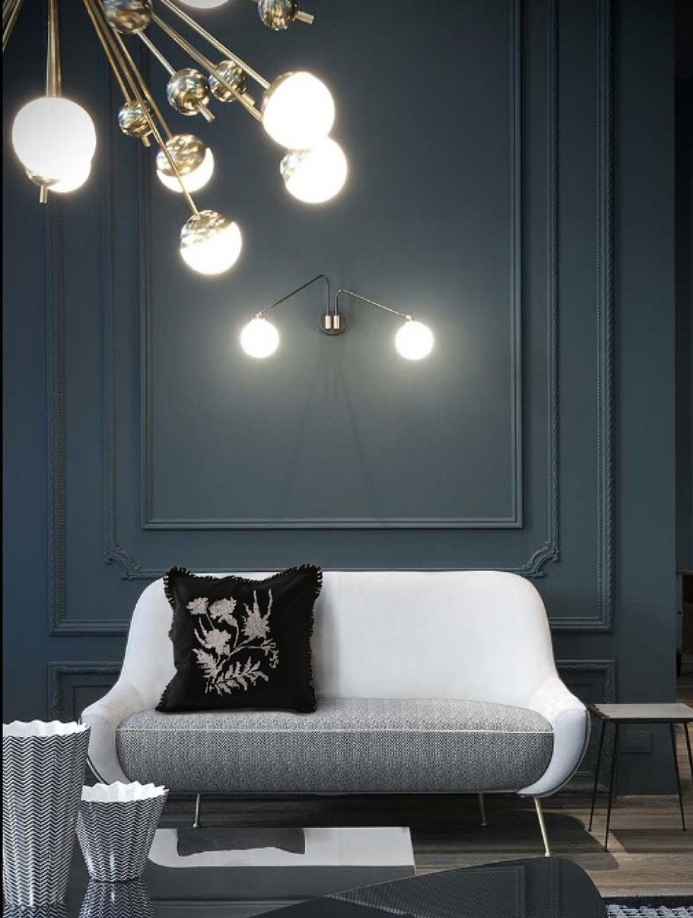 Incarca imaginea in galerie, Perna decorativa din panza topita cu broderie argintie