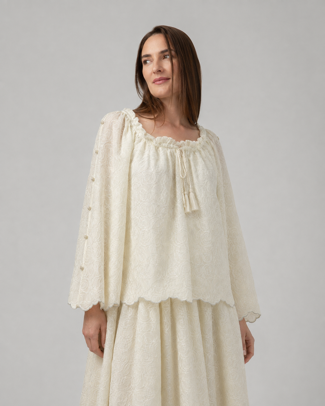 Incarca imaginea in galerie, Bluză Galben Unt cu Broderie Florală și Mâneci Ample