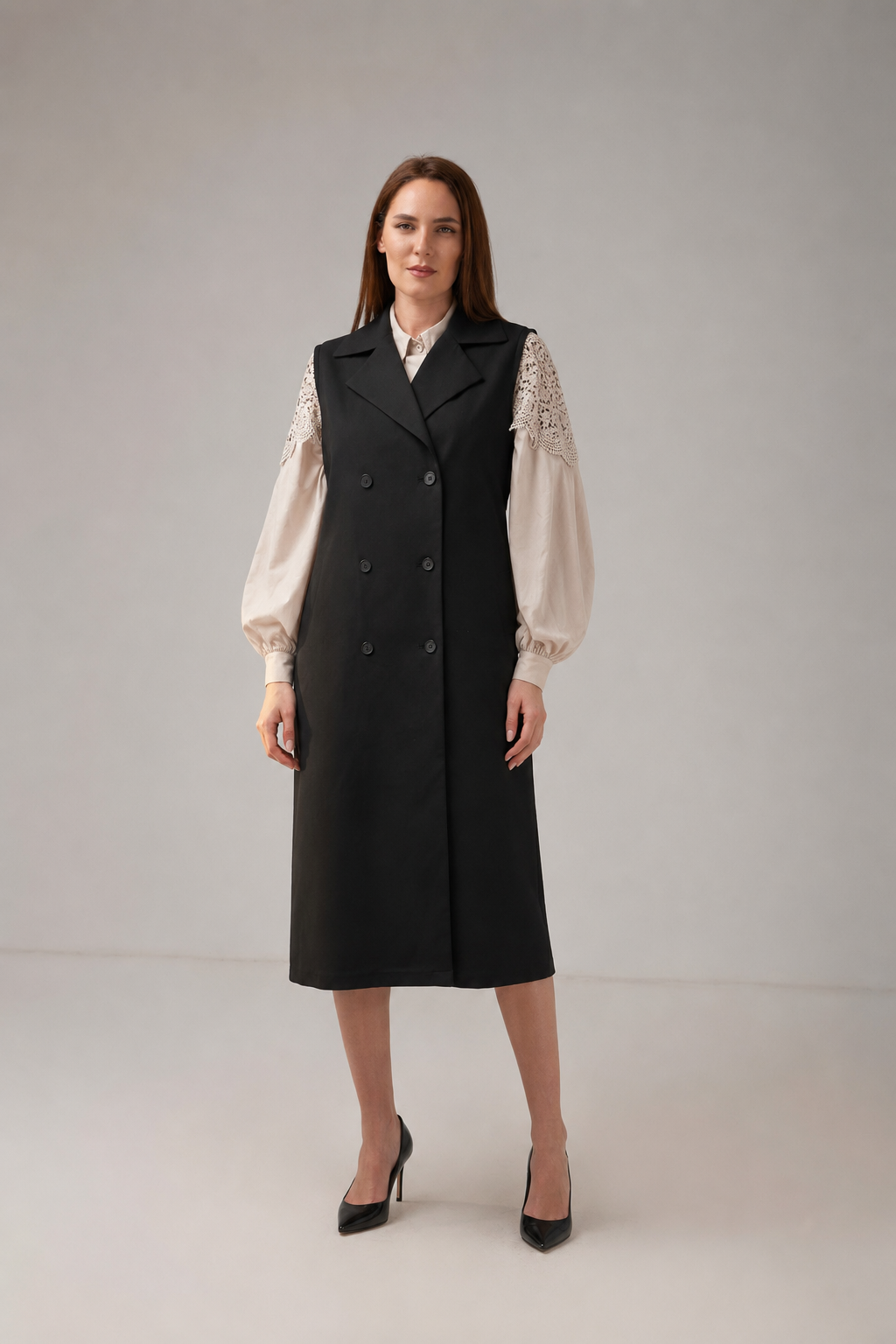 Load image into Gallery viewer, Midi dress in printed viscose and macrame appliqué