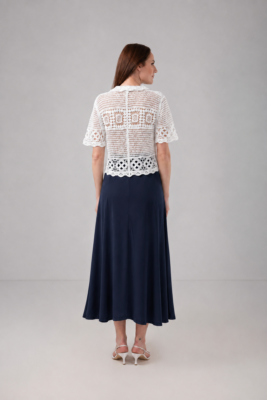 Load image into Gallery viewer, Dark navy blue denim midi skirt