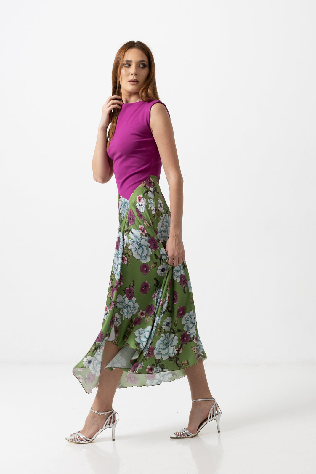 Load image into Gallery viewer, Dusty pink midi dress with cut-out shoulders