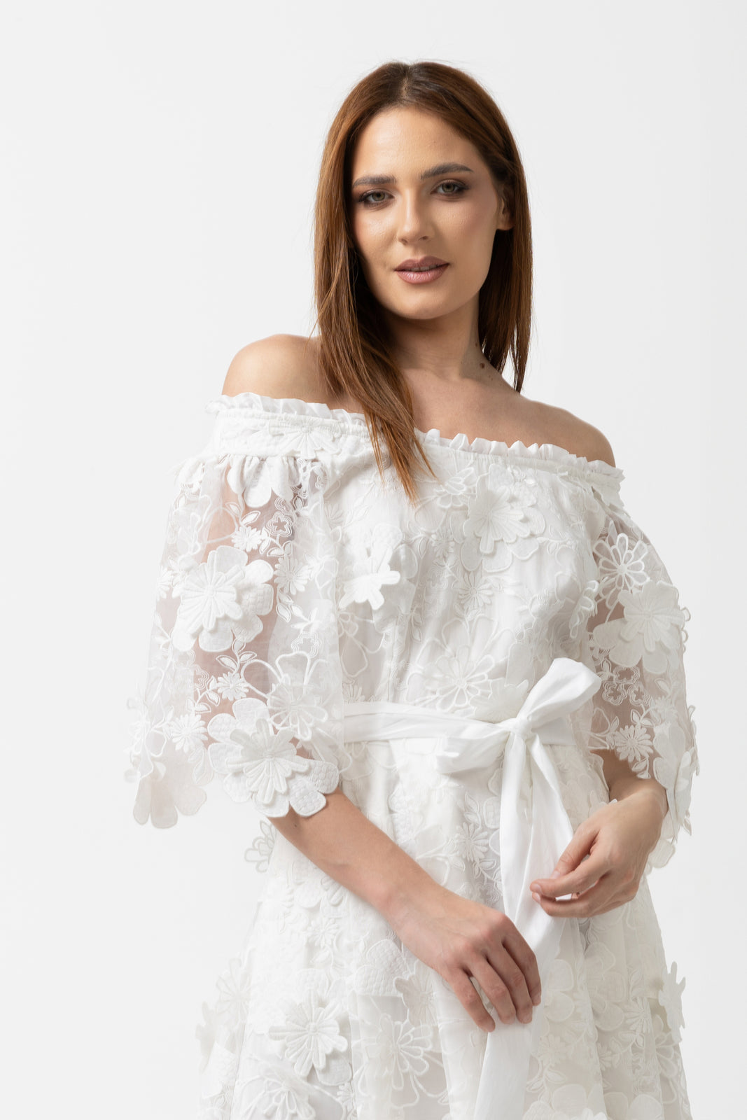 Load image into Gallery viewer, Dusty pink midi dress with cut-out shoulders