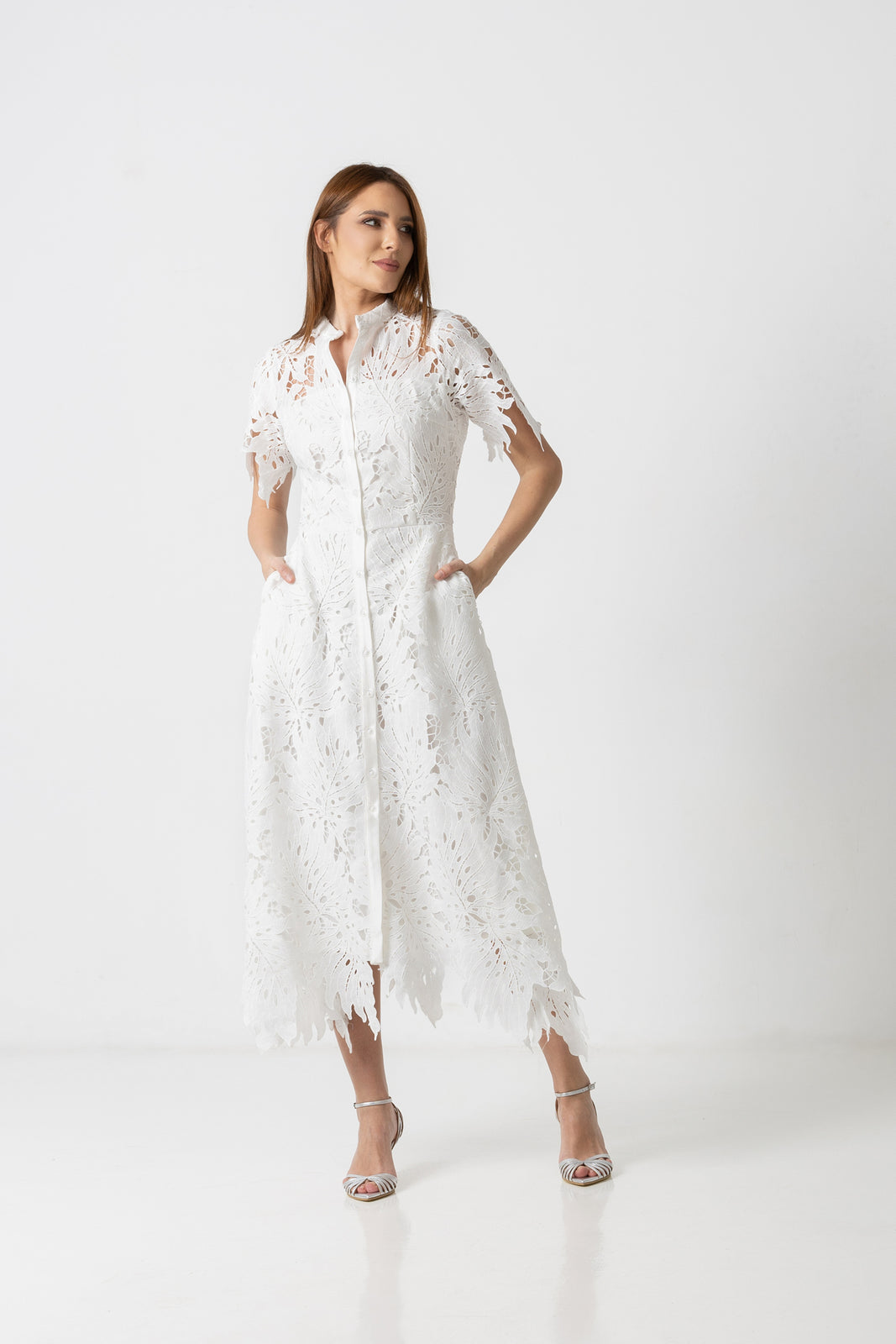 Load image into Gallery viewer, Dusty pink midi dress with cut-out shoulders