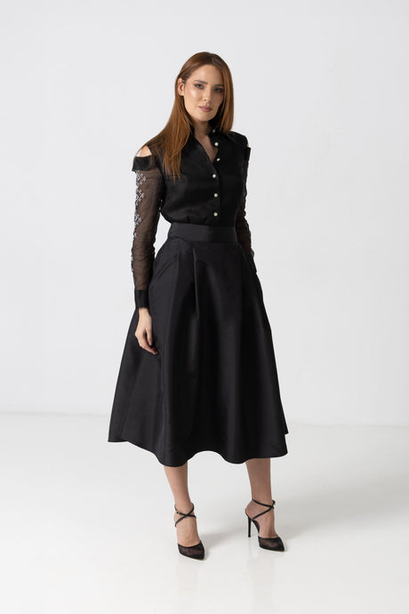 Fusta midi din tafta neagra