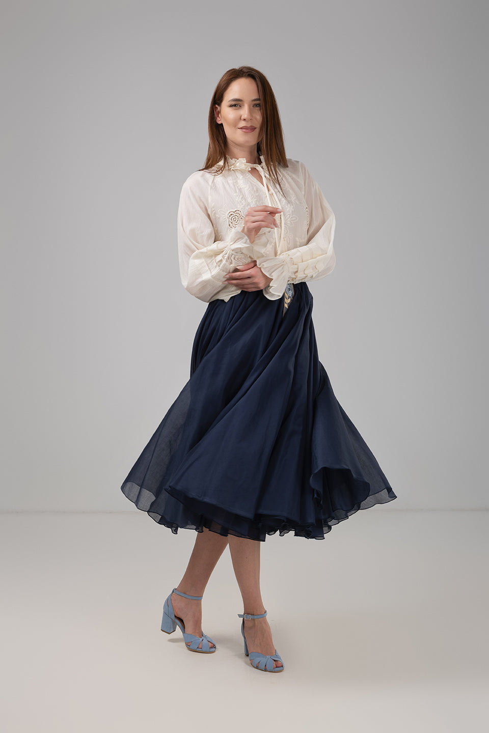 Load image into Gallery viewer, Yellow midi pleated skirt with elastic band