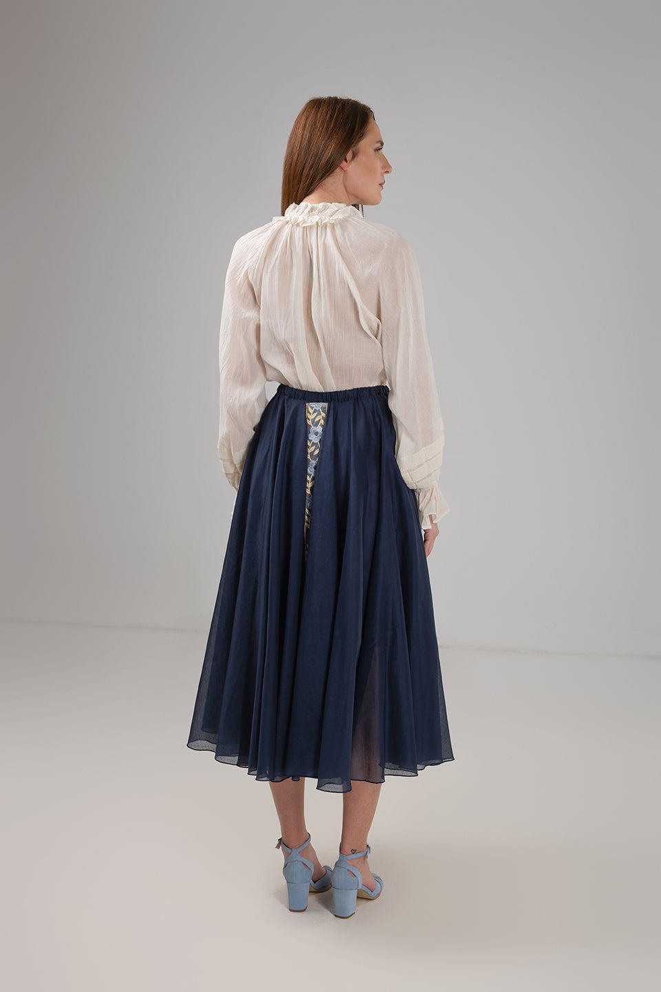 Load image into Gallery viewer, Yellow midi pleated skirt with elastic band