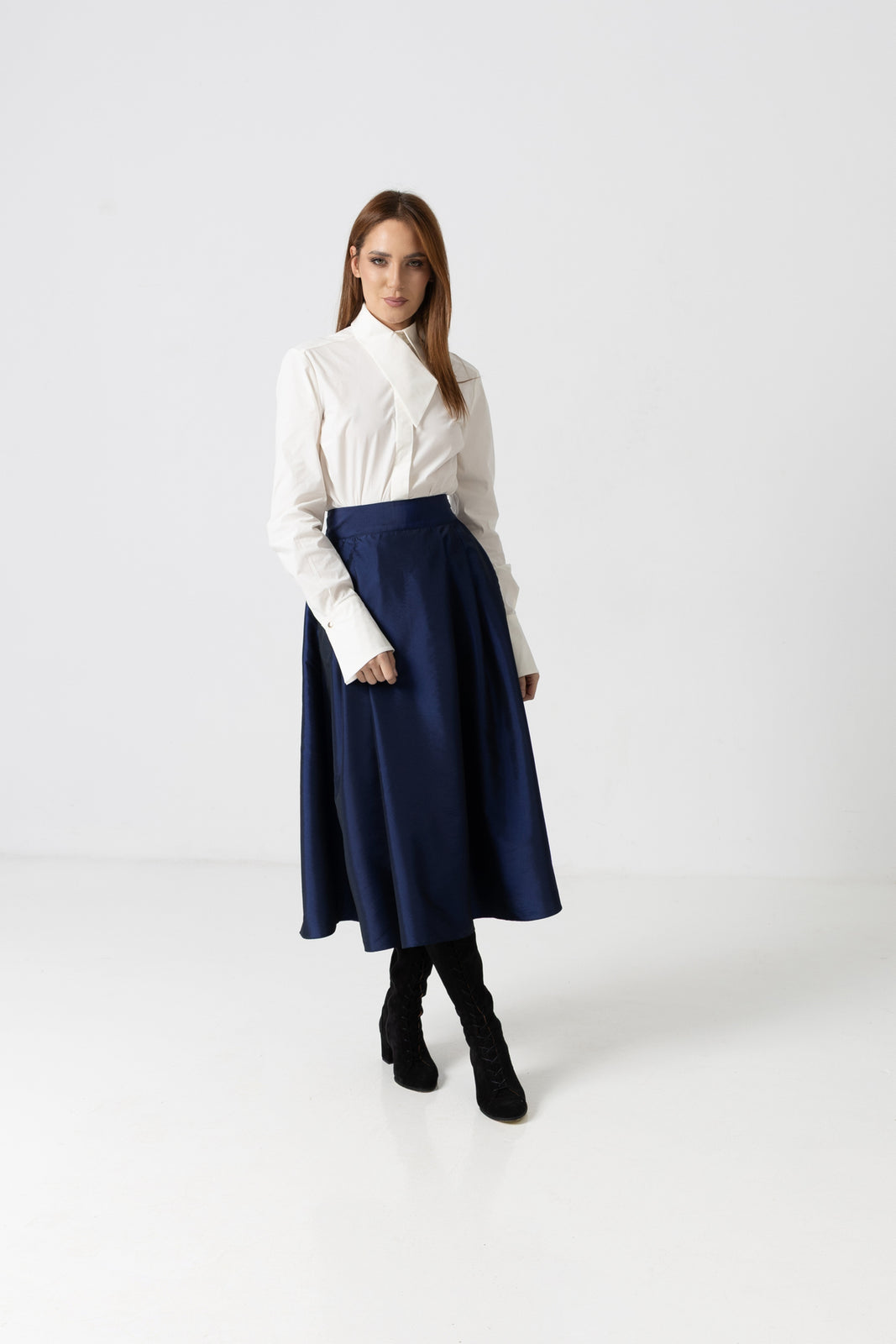 Load image into Gallery viewer, Midi white taffeta skirt