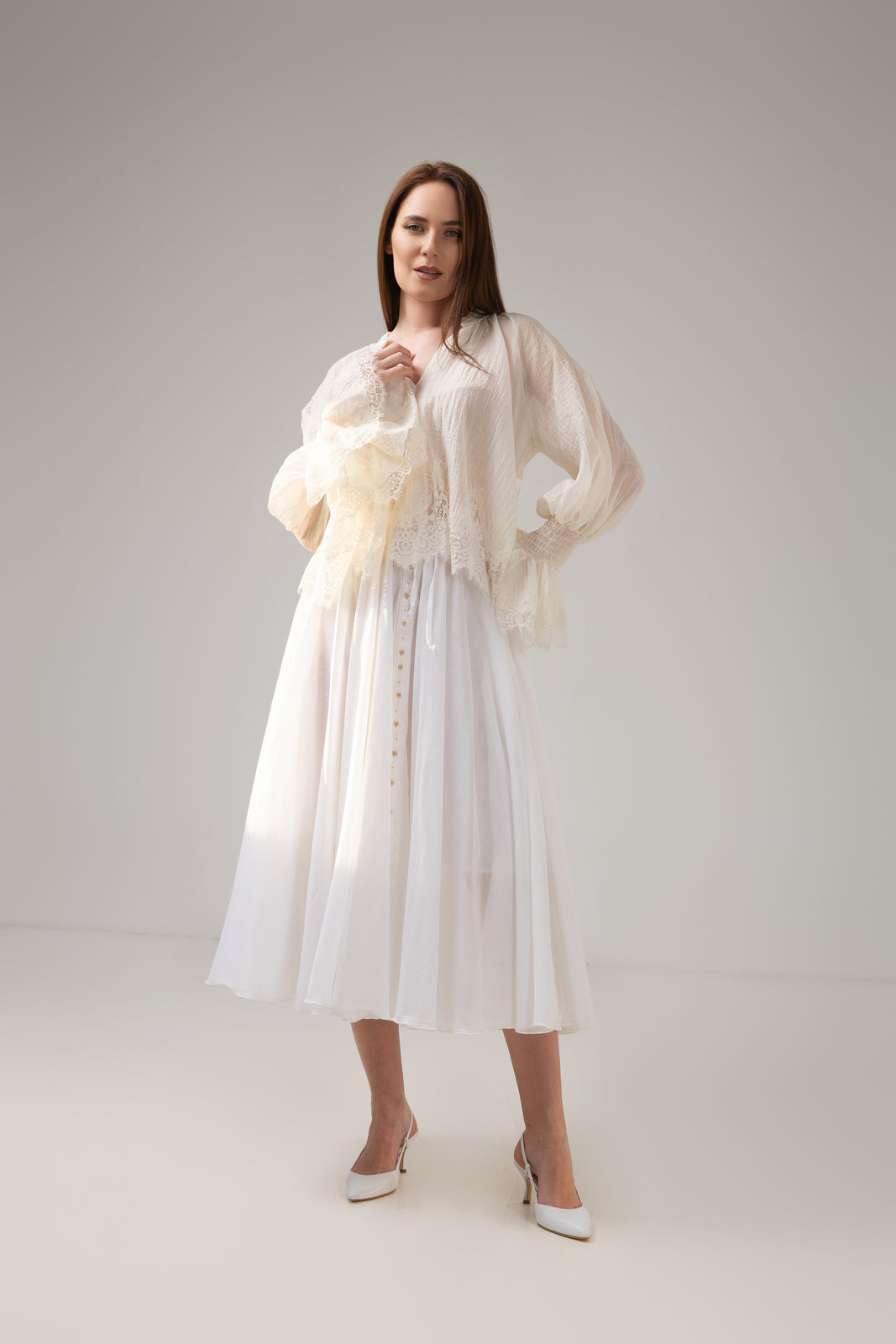 Load image into Gallery viewer, Yellow midi pleated skirt with elastic band