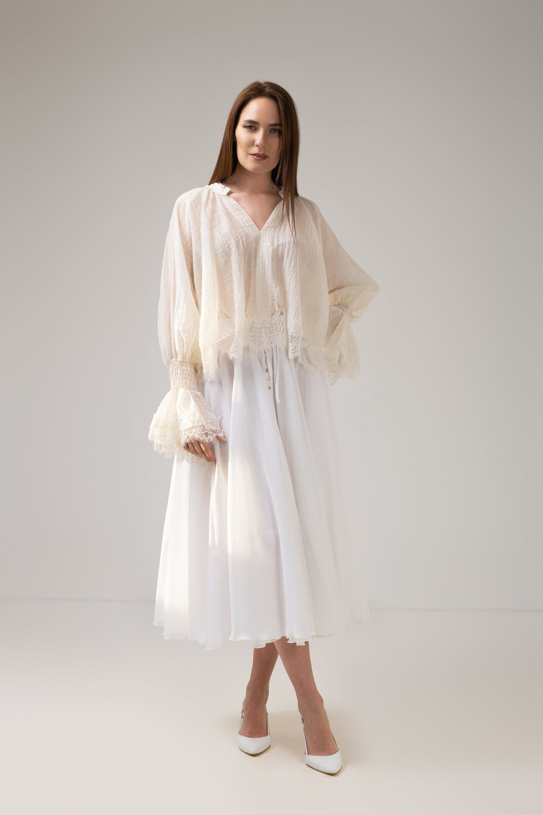 Load image into Gallery viewer, Yellow midi pleated skirt with elastic band