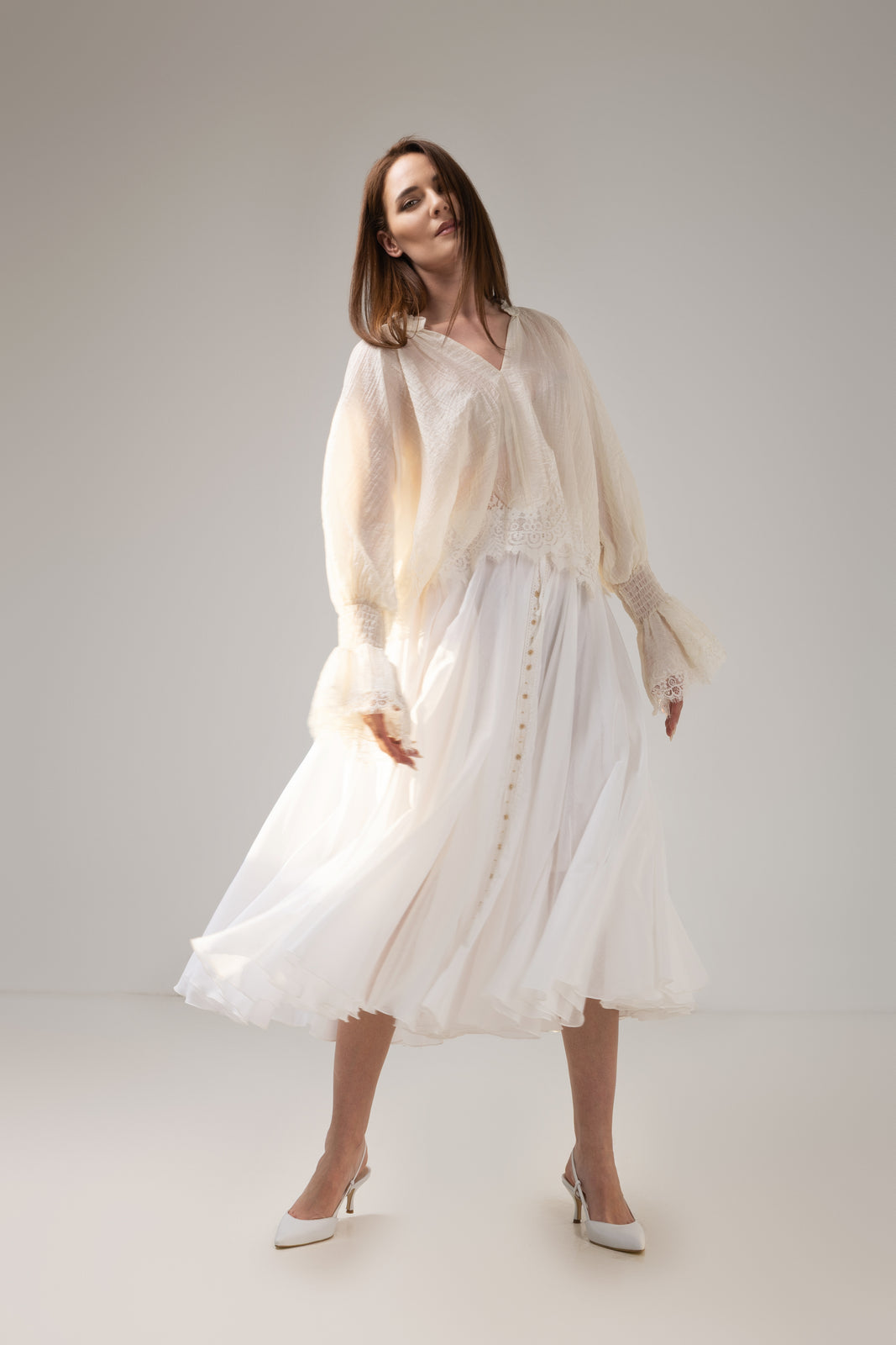 Load image into Gallery viewer, Yellow midi pleated skirt with elastic band