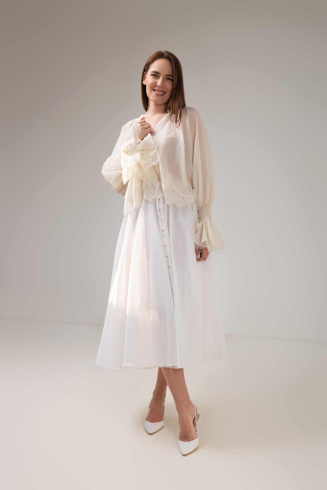 Load image into Gallery viewer, Yellow midi pleated skirt with elastic band