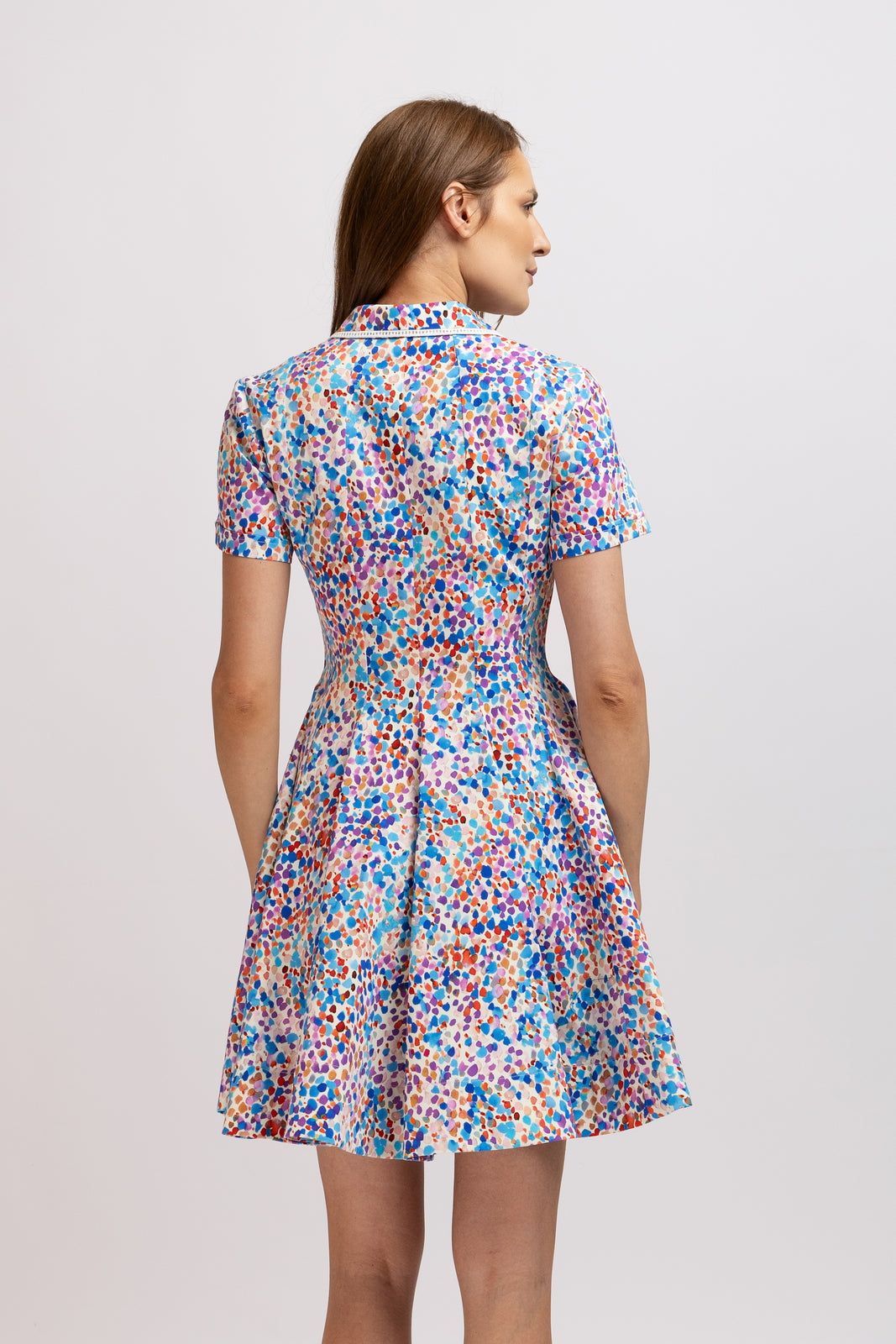 Load image into Gallery viewer, Short cotton dress with floral print and short sleeves