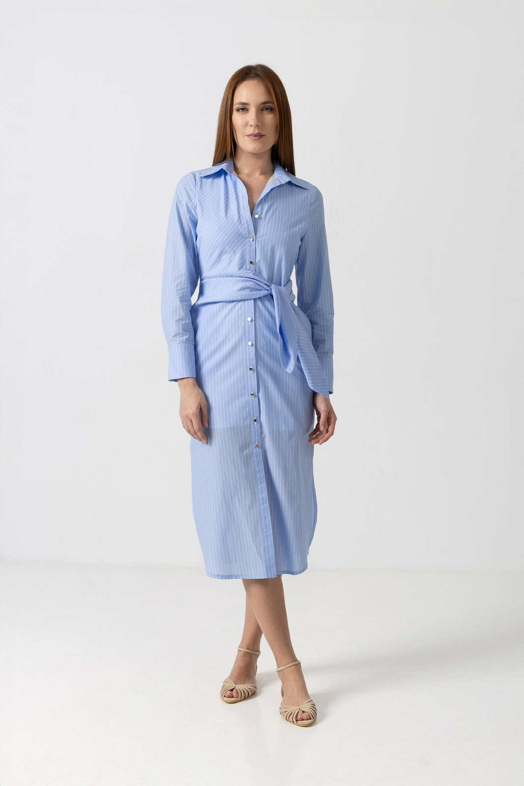 Load image into Gallery viewer, Dusty pink midi dress with cut-out shoulders