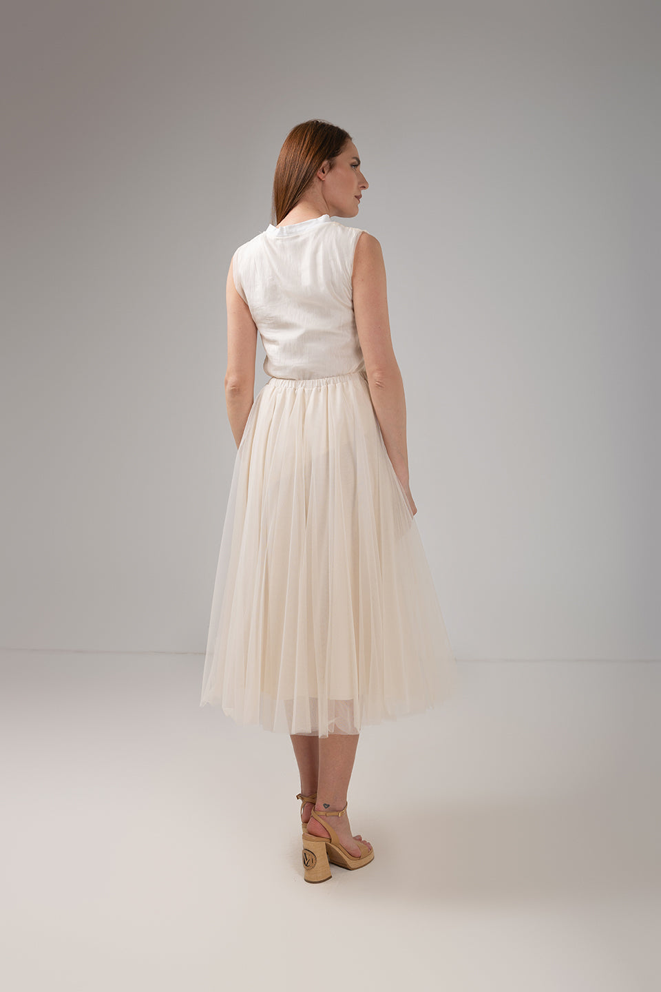 Load image into Gallery viewer, Yellow midi pleated skirt with elastic band