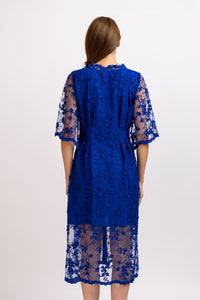 Royal blue lace midi dress