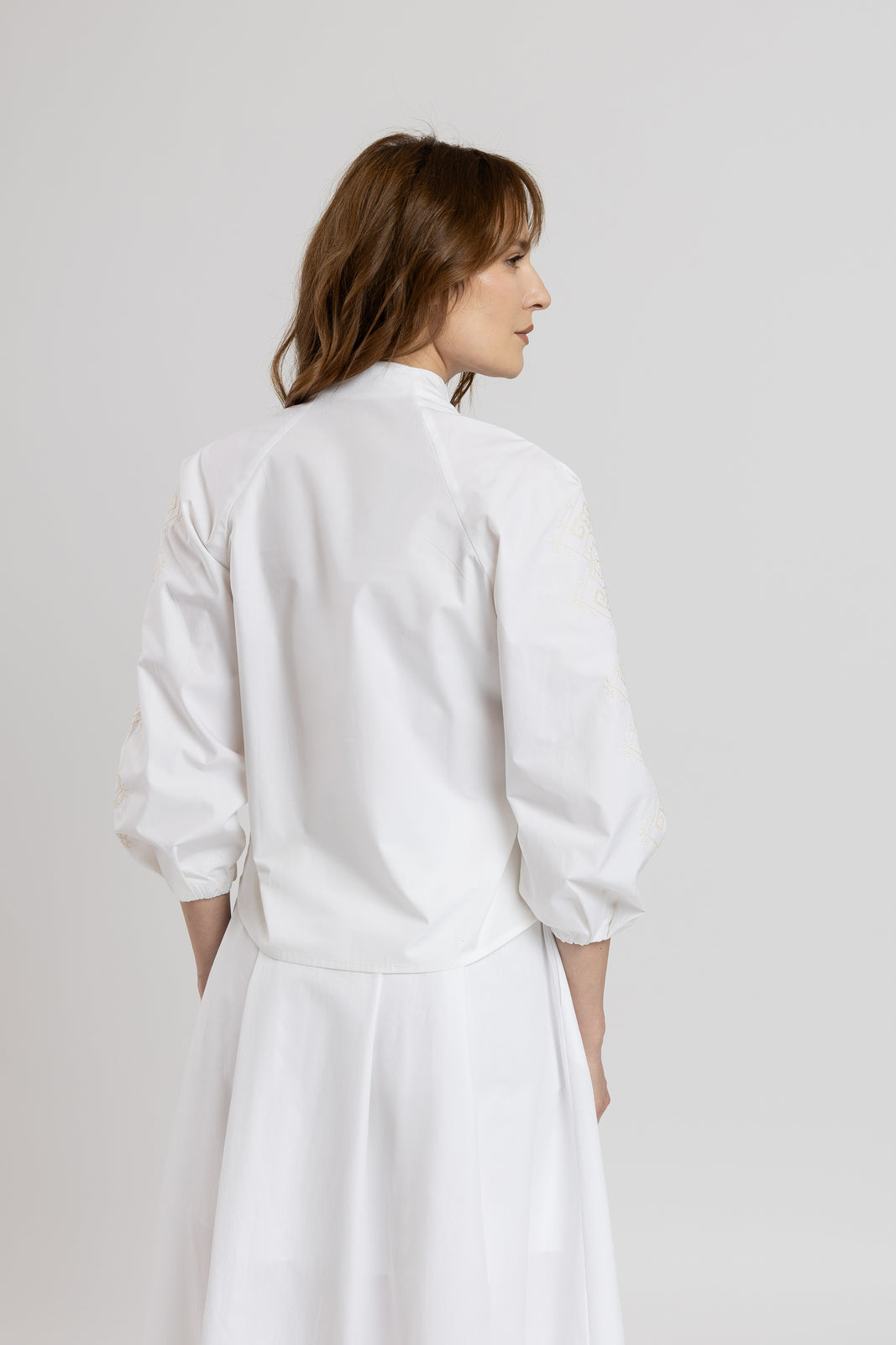 Load image into Gallery viewer, Tunic shirt with purple computer embroidery