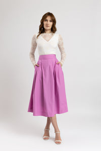 Pink cotton midi skirt 