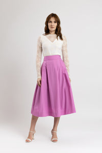Pink cotton midi skirt 