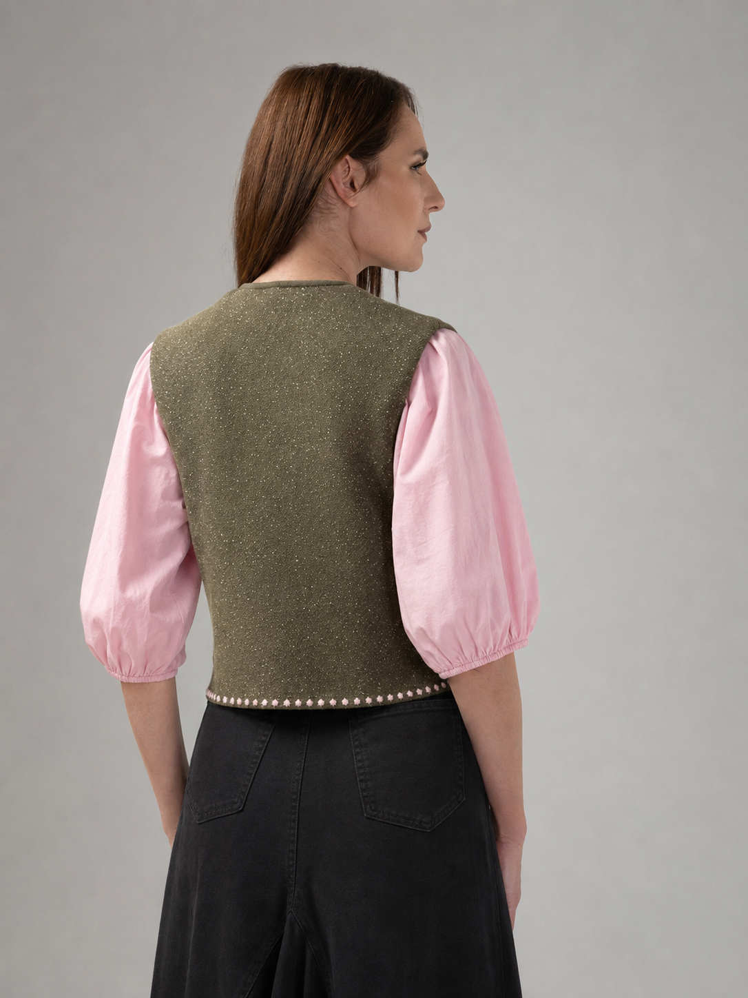 Load image into Gallery viewer, Ecru wool midi jacket with "Tree of Life" embroidery