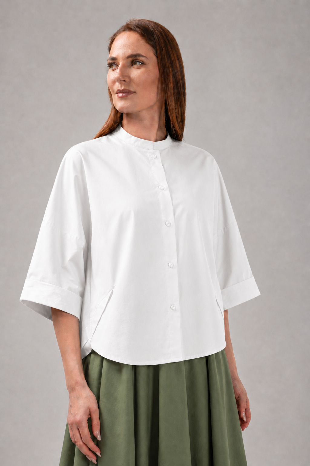 Load image into Gallery viewer, Dark green cotton shirt dress with macrame applications