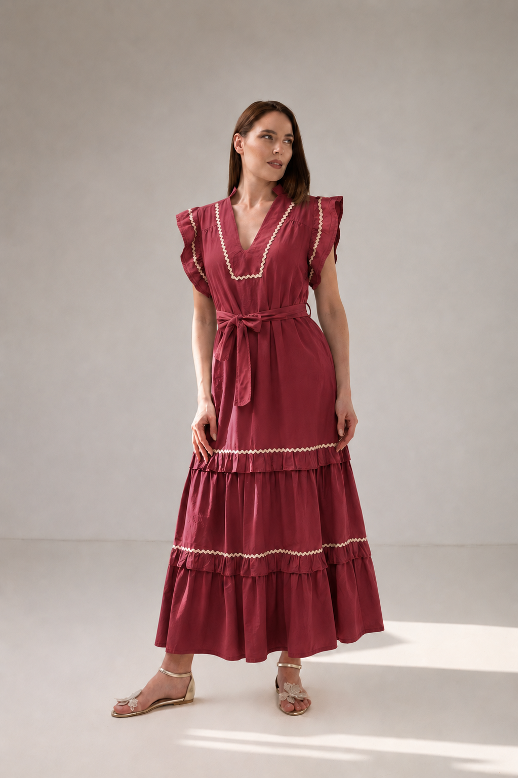 Load image into Gallery viewer, Dark green cotton shirt dress with macrame applications