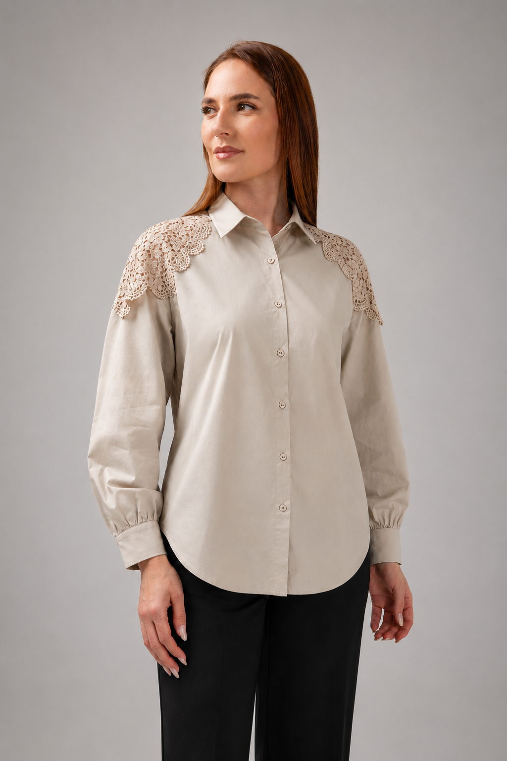 Load image into Gallery viewer, Dark green cotton shirt dress with macrame applications
