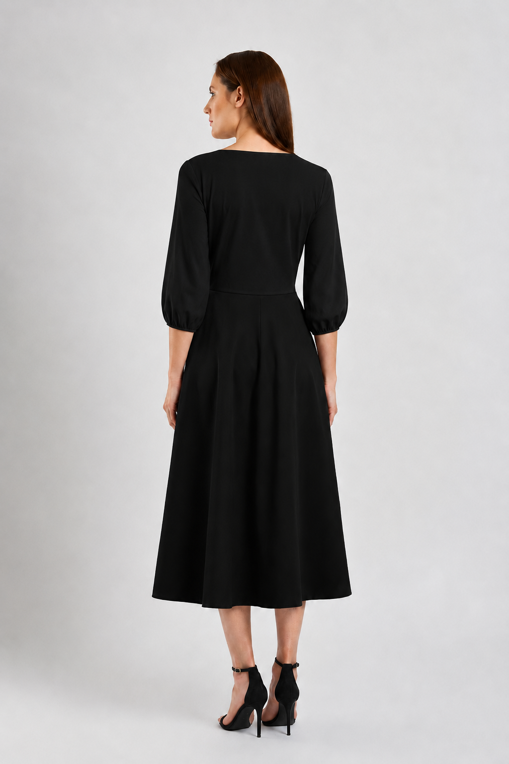 Load image into Gallery viewer, Midi dress in printed viscose and macrame appliqué