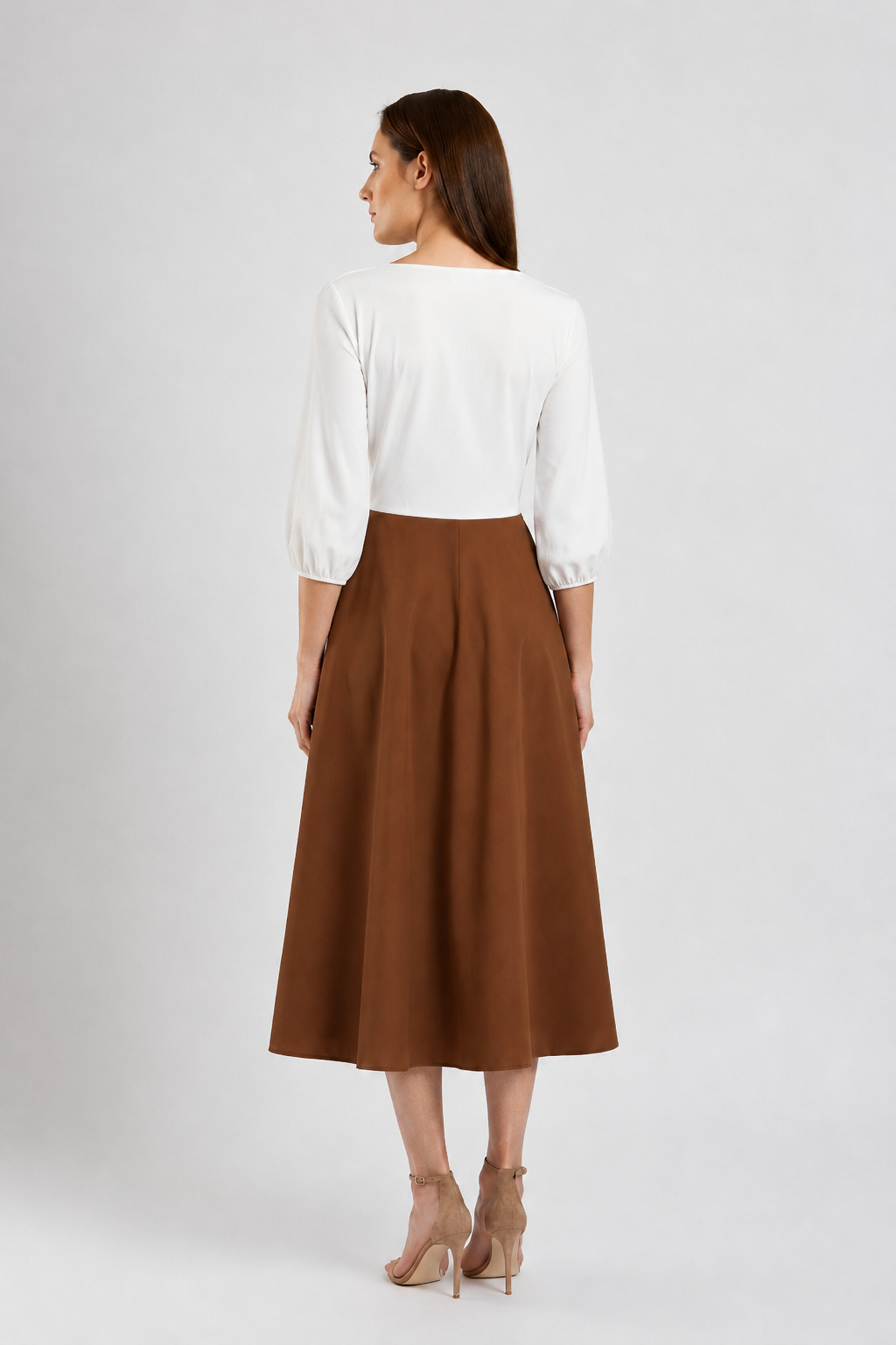 Load image into Gallery viewer, Midi dress in printed viscose and macrame appliqué