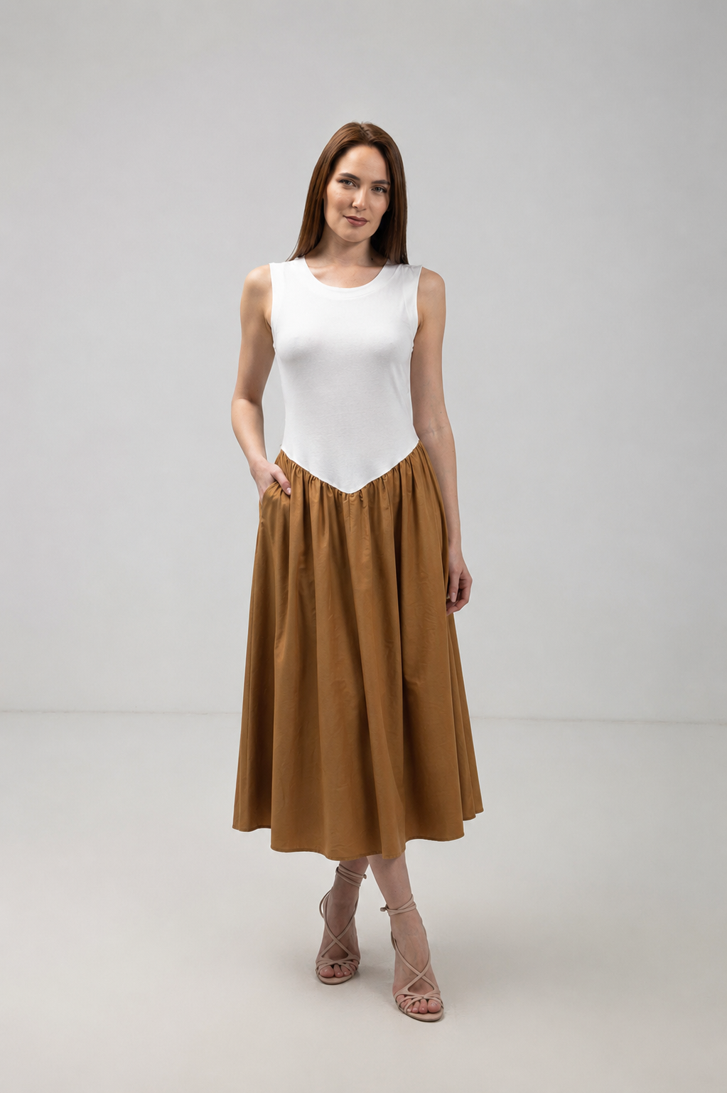Load image into Gallery viewer, Dark green cotton shirt dress with macrame applications