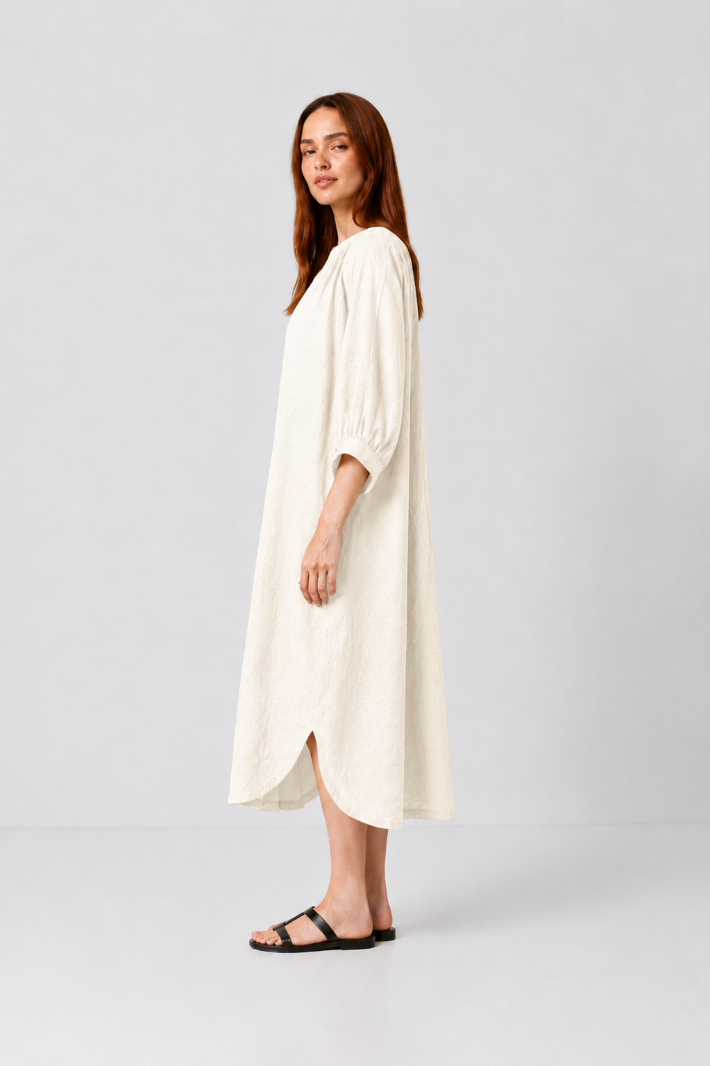 Load image into Gallery viewer, Rochie midi oversized cu mâneci bufante și decolteu în V – Ivoar