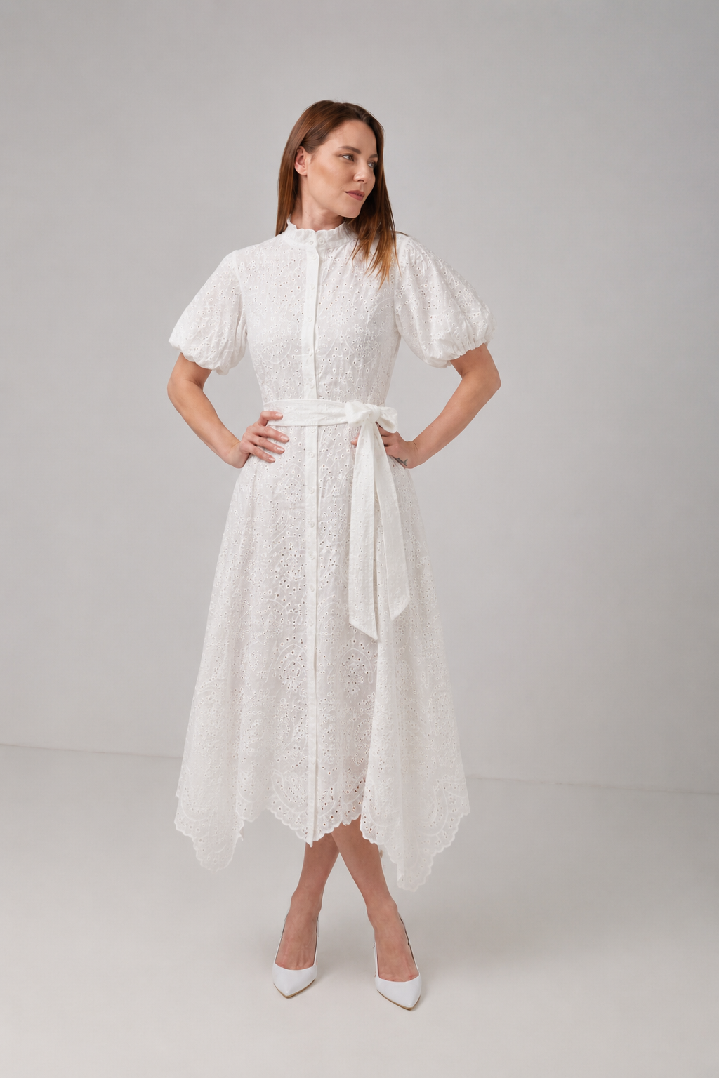 Incarca imaginea in galerie, Rochie camasa din bumbac brodat