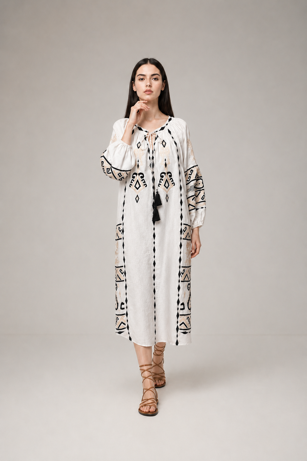Load image into Gallery viewer, Denim off-shoulder midi dress with broken embroidery