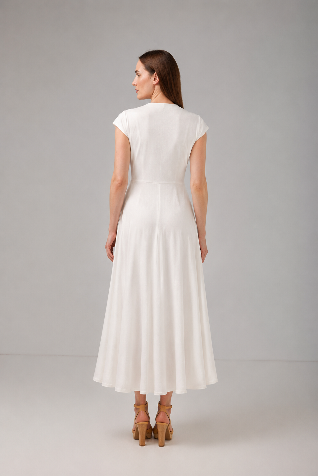 Load image into Gallery viewer, Midi dress in printed viscose and macrame appliqué