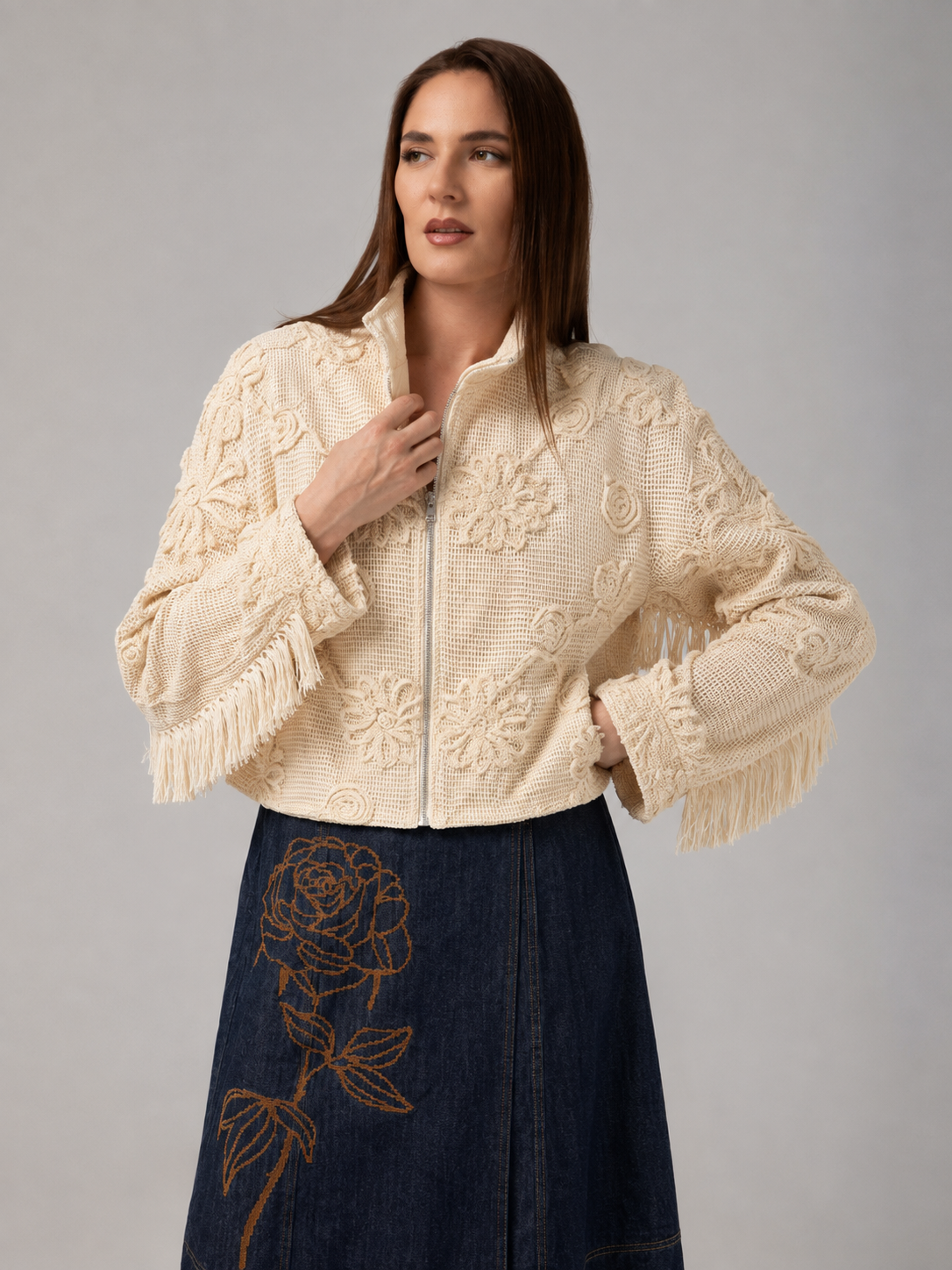 Load image into Gallery viewer, Dark green cotton shirt dress with macrame applications