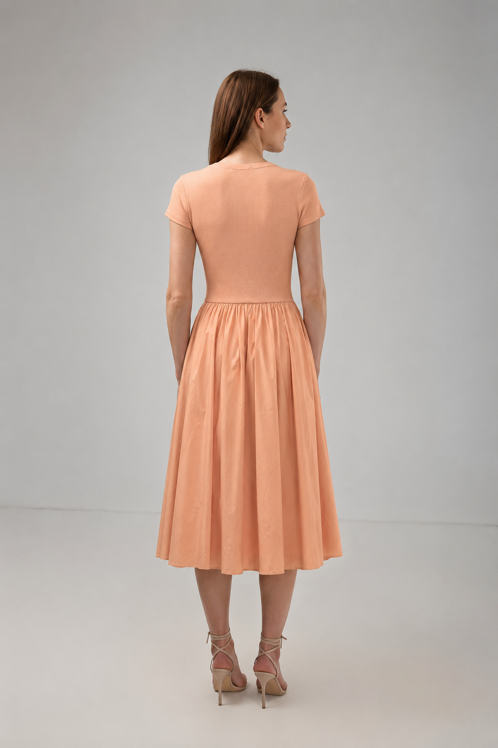 Incarca imaginea in galerie, Rochie Midi Cu Bust Din Jerse Și Fustă Amplă Din Bumbac