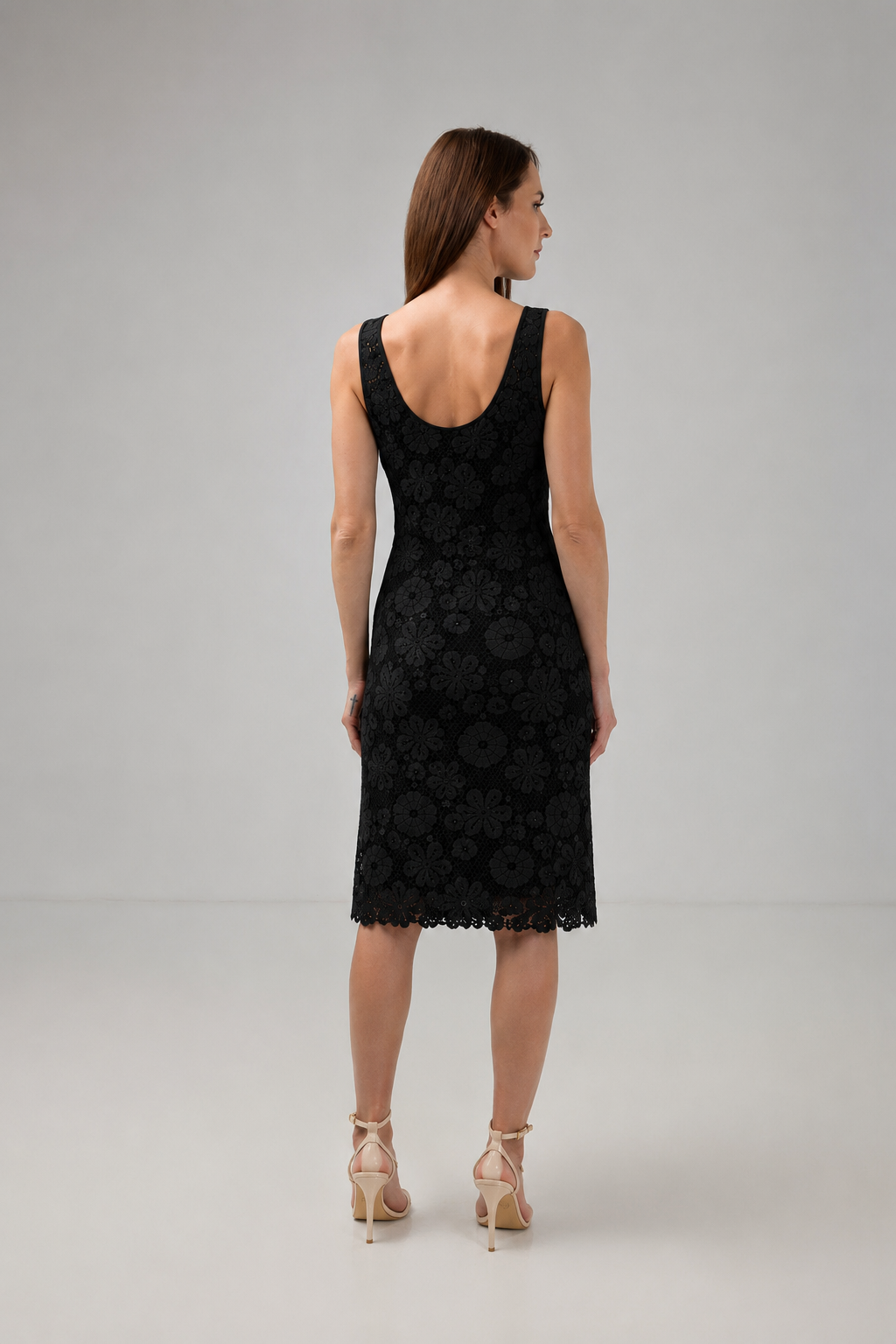 Incarca imaginea in galerie, Rochie Premium din Dantelă Florală Croșetată Neagră