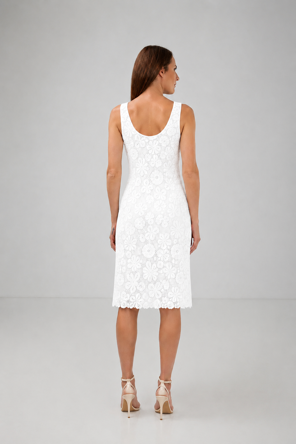 Load image into Gallery viewer, Denim off-shoulder midi dress with broken embroidery