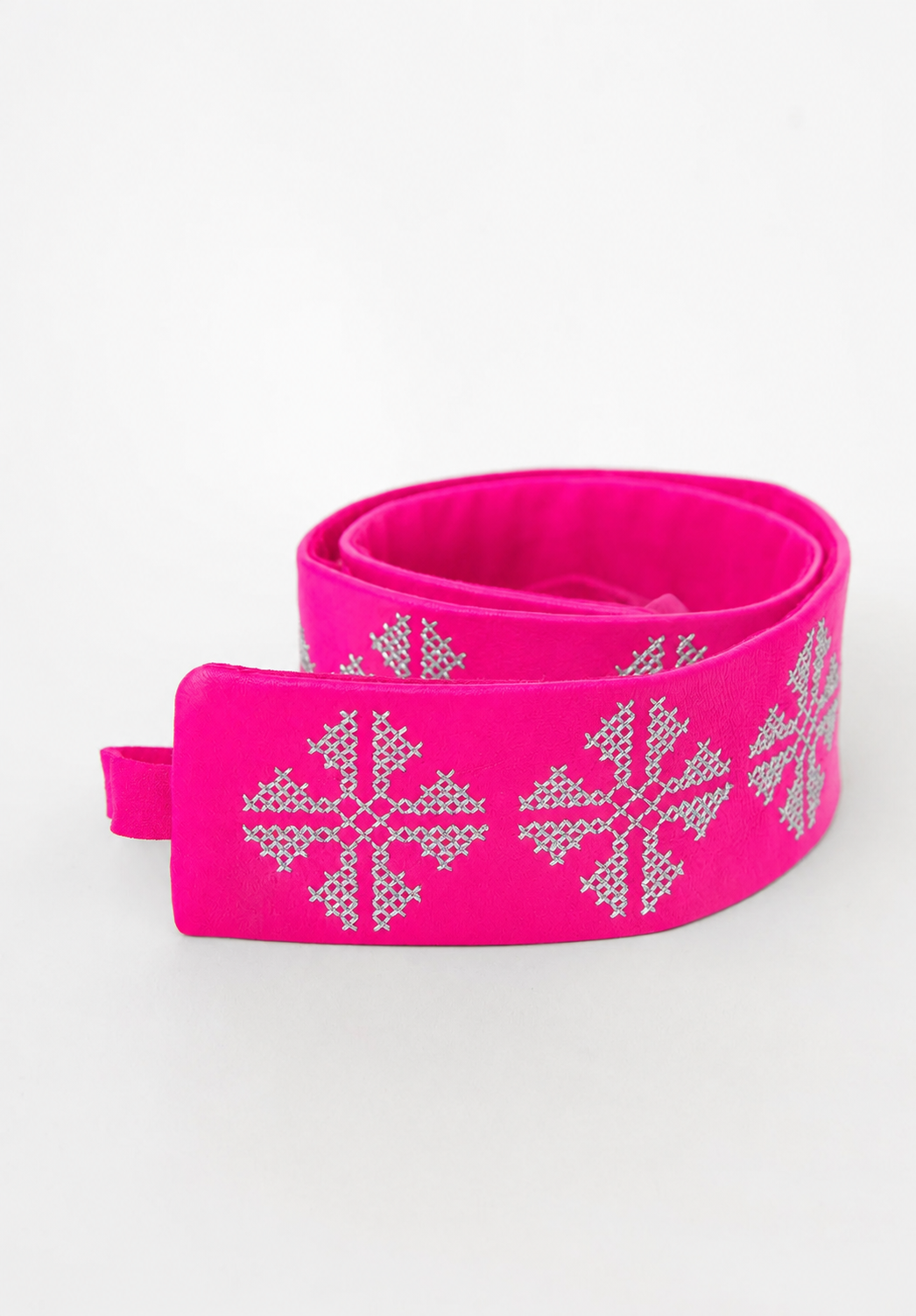 Load image into Gallery viewer, Black leather belt with computerized embroidery
