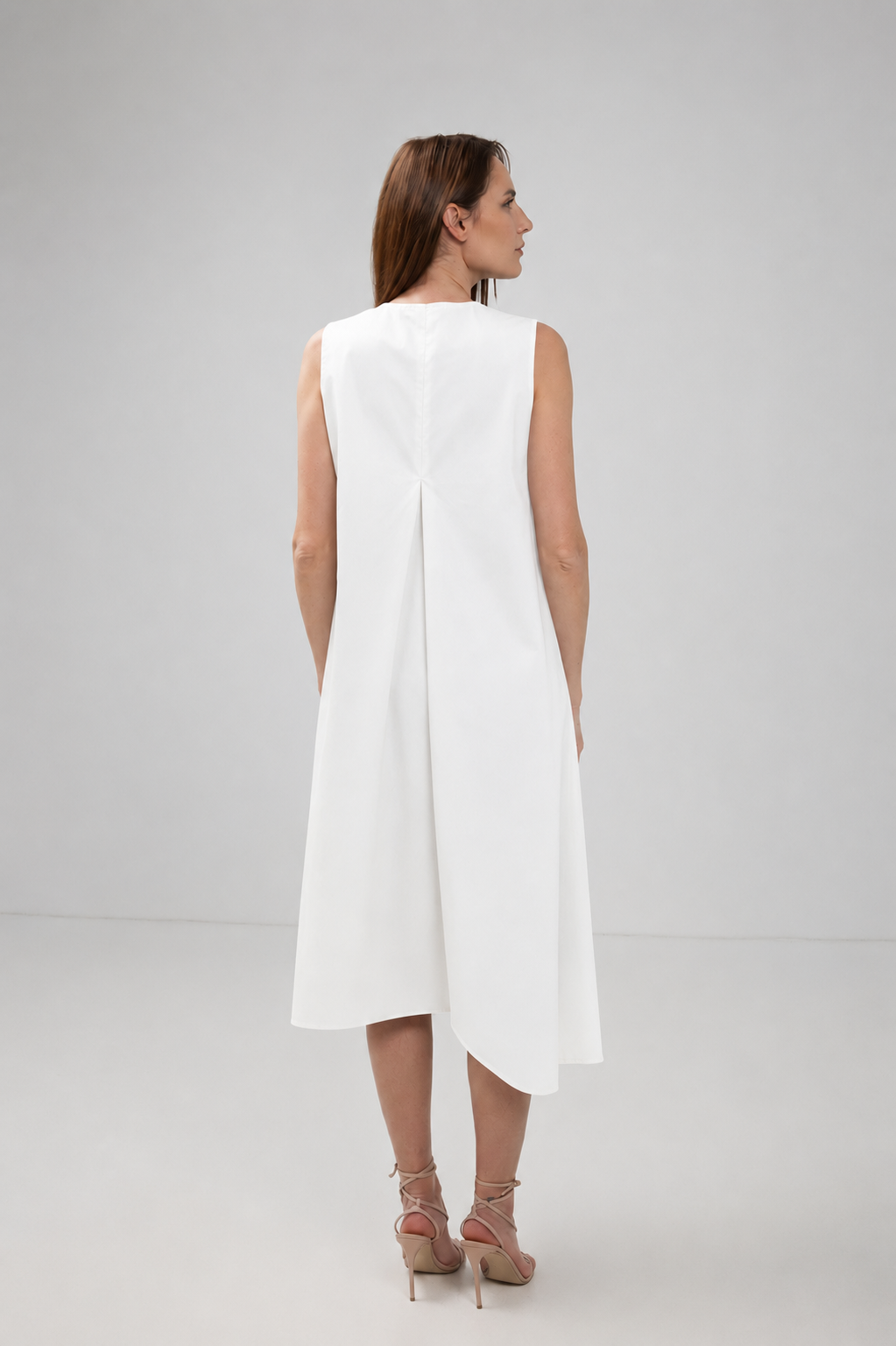 Incarca imaginea in galerie, Rochie Midi Asimetrică Albă Din Bumbac